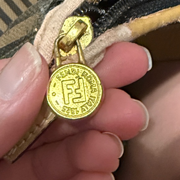 Authentic FENDI Vintage Pequin Stripe Brown and Tan Women's Tote and Wallet Set - Picture 8 of 17